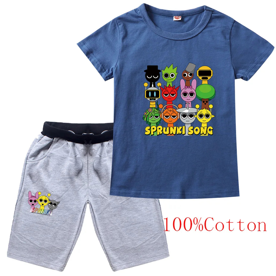 Sprunki Cartoon Clothes Sets New Summer Kids  Game Incredibox T-shirts Shorts Two-piece Set Baby Boys Tracksuit Girls Outfits