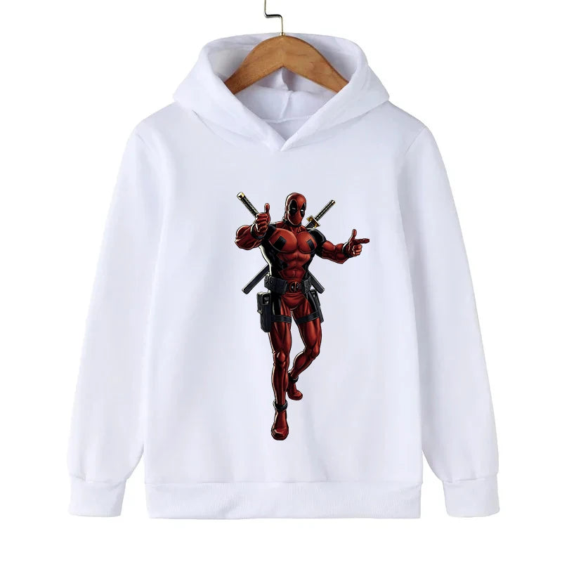 New Kids Spring Autumn Deadpool Hoodies Fashion Cartoon Printing Baby Boys Clothes Boys Casual Tops Sweatshirts 2-14Years Old