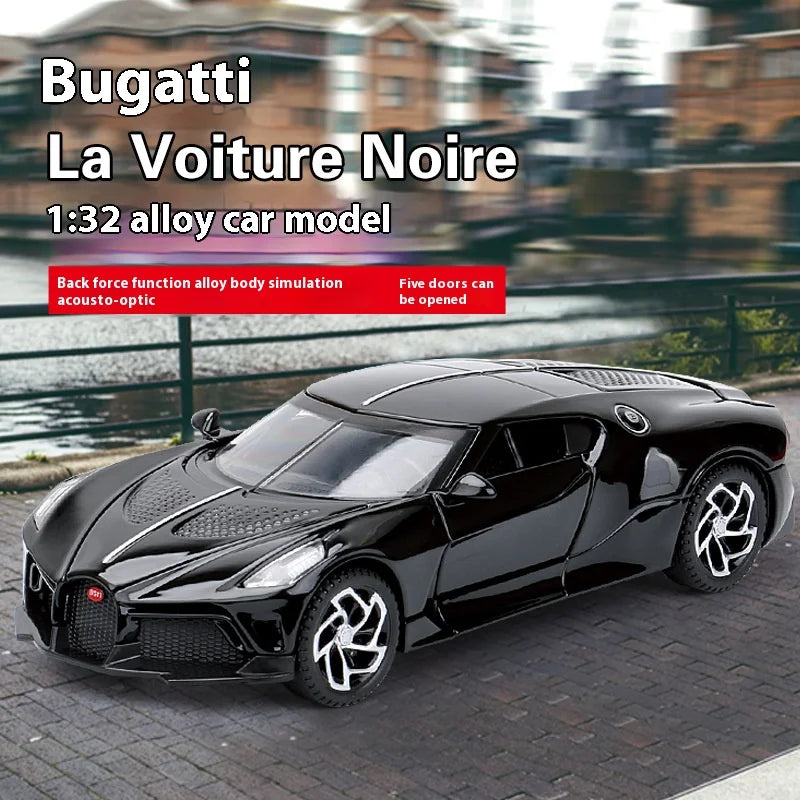 1:32 Bugatti La Voiture Noire Sports Car Alloy Diecast Simulation Metal Model Sound & Light Pull Back Toy Collection Kids Toys