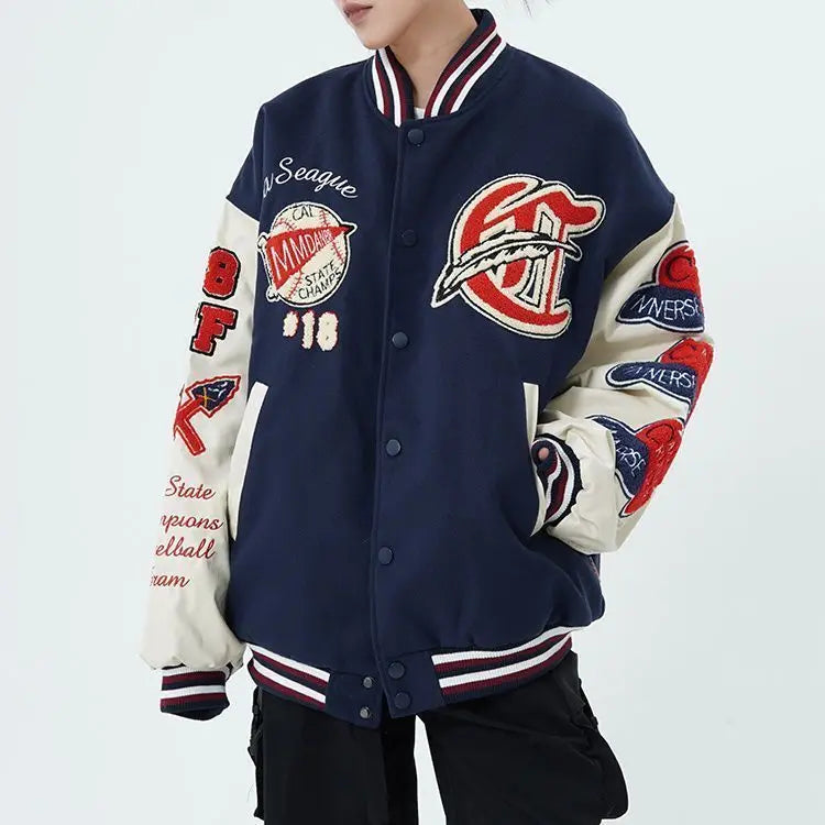 American Baseball Uniform for Men, High Street, Hip-Hop Coat, Towel Embroidered, Goth, Retro, Casual, Loose, Joker Couple Jacket