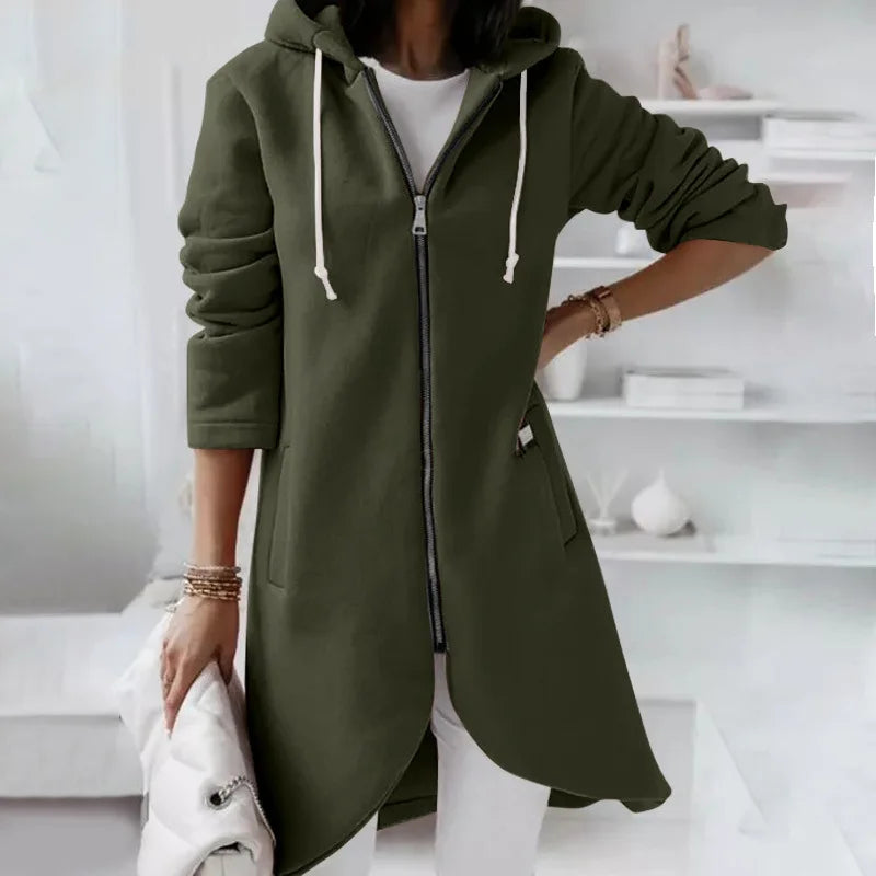 Oversized Women Loose Zip Sweatshirts Casual Female Hoody Tie Collar Zip Up Pocket Baggy Streetwear Hooded Coats JYFS-JY7755