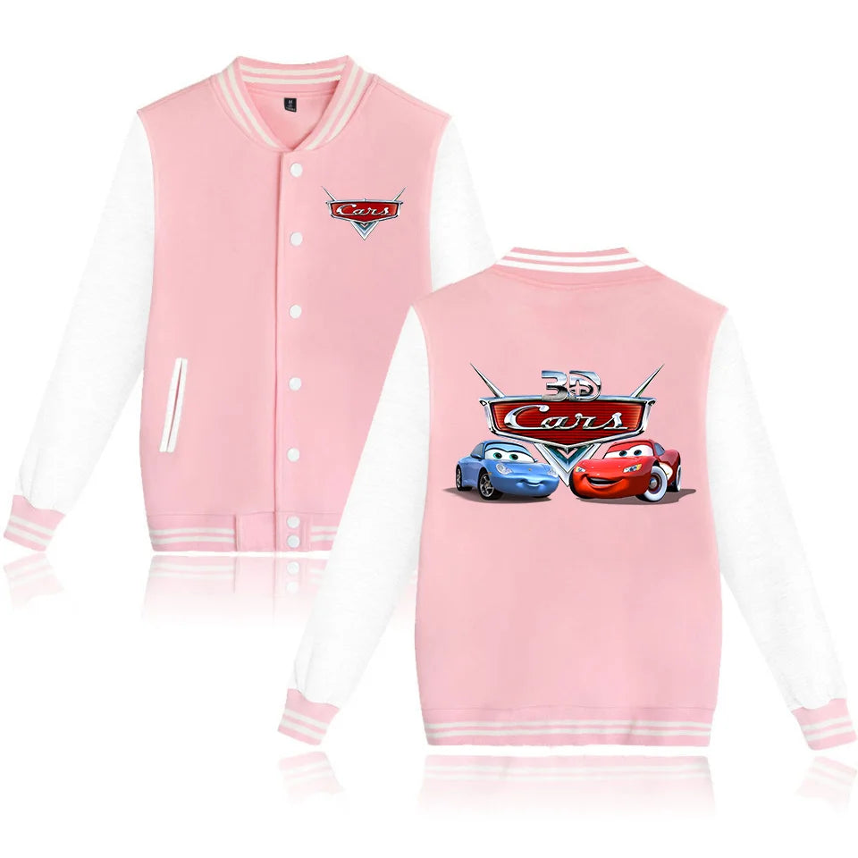 Pixar Cars Lightning McQueen Baseball Jacket Men Women Hip Hop Harajuku Jackets Streetwear Kids Boys Girls College Coats