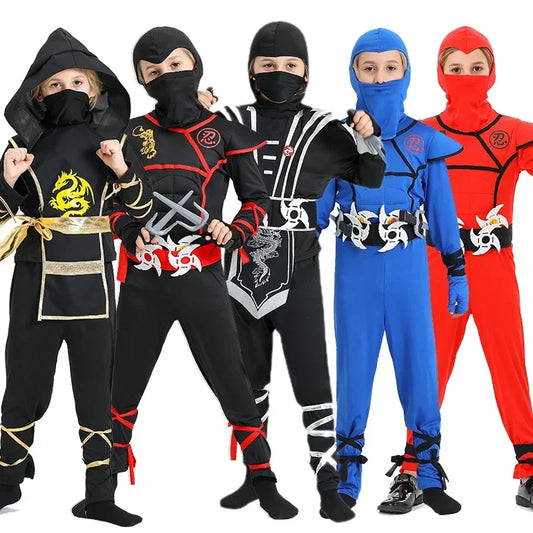 Sydanne Kids Ninja Anime Cosplay Costume Samurai Costume Boys Kung Fu Ninja Clothes Props Set Party Halloween Costume