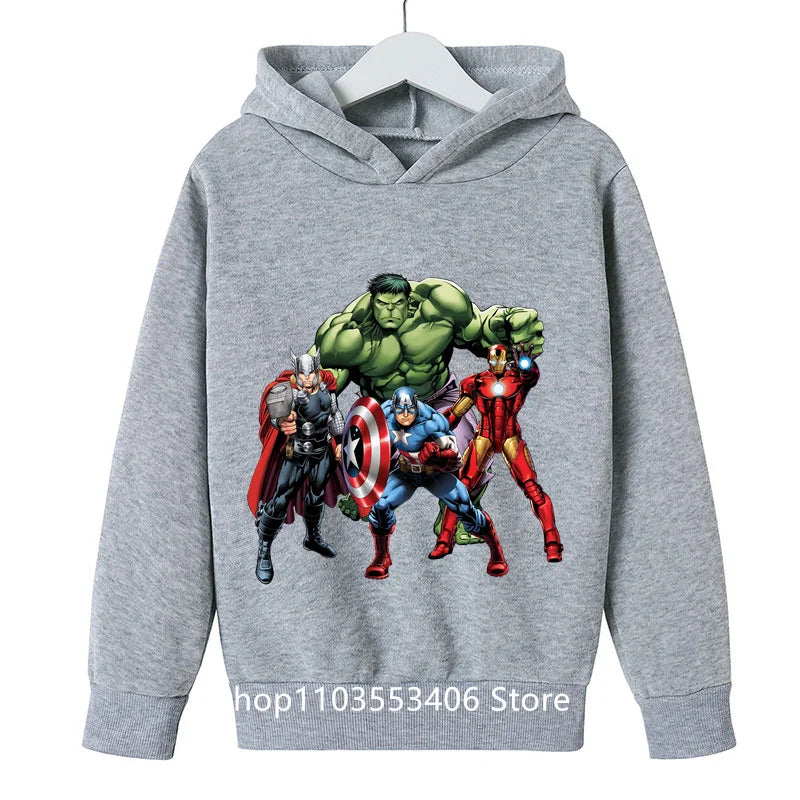 2024 Cartoon printed Hulk children's hoodie boys spring and autumn pullover boys cartoon top baby hoodie pure cotton