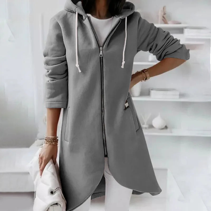 Oversized Women Loose Zip Sweatshirts Casual Female Hoody Tie Collar Zip Up Pocket Baggy Streetwear Hooded Coats JYFS-JY7755