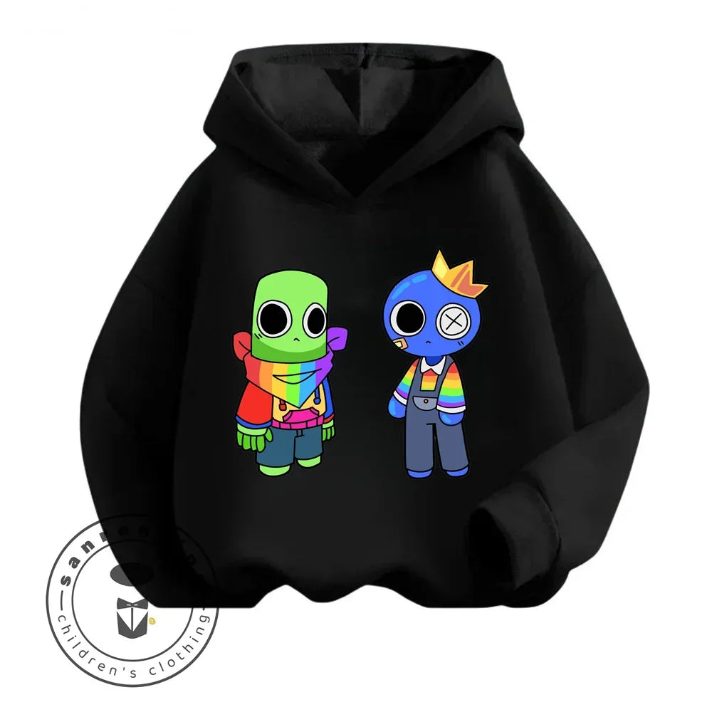 Rainbow Friends Cartoon Long Sleeve Hoodie with Cute Charming Designs Perfect Suitable for Suitable for Boys and Girls Aged 3-14