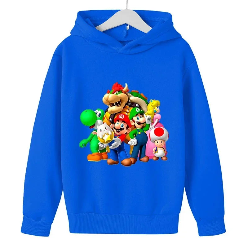 Girls Game Mario bros Hoodies Kids Baby Child Cartoon Tops Spring Children Long Sleeve Print Sweatshirt Autumn Boys Pullovers