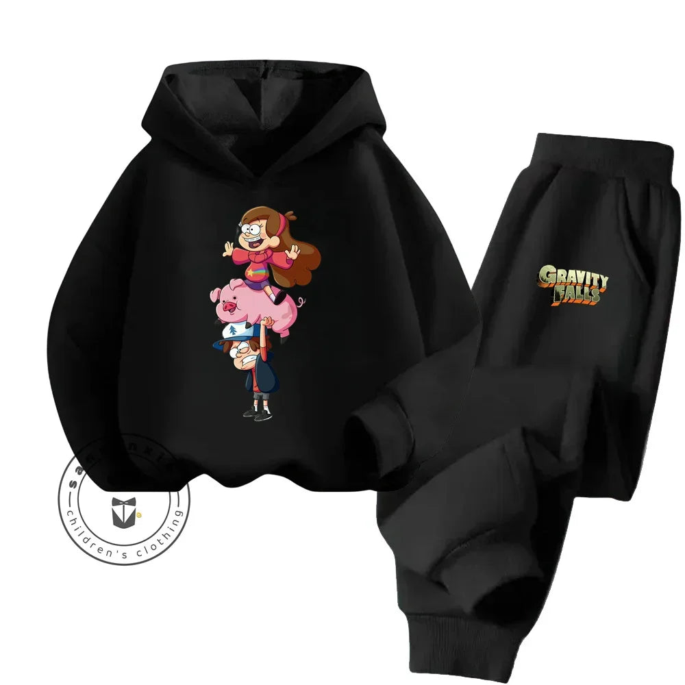 2024 Hot Gravity Falls cute Cheap Hip-Hop Kids sports set Kawaii animation boys and girls children sweatshirt sweatpants set