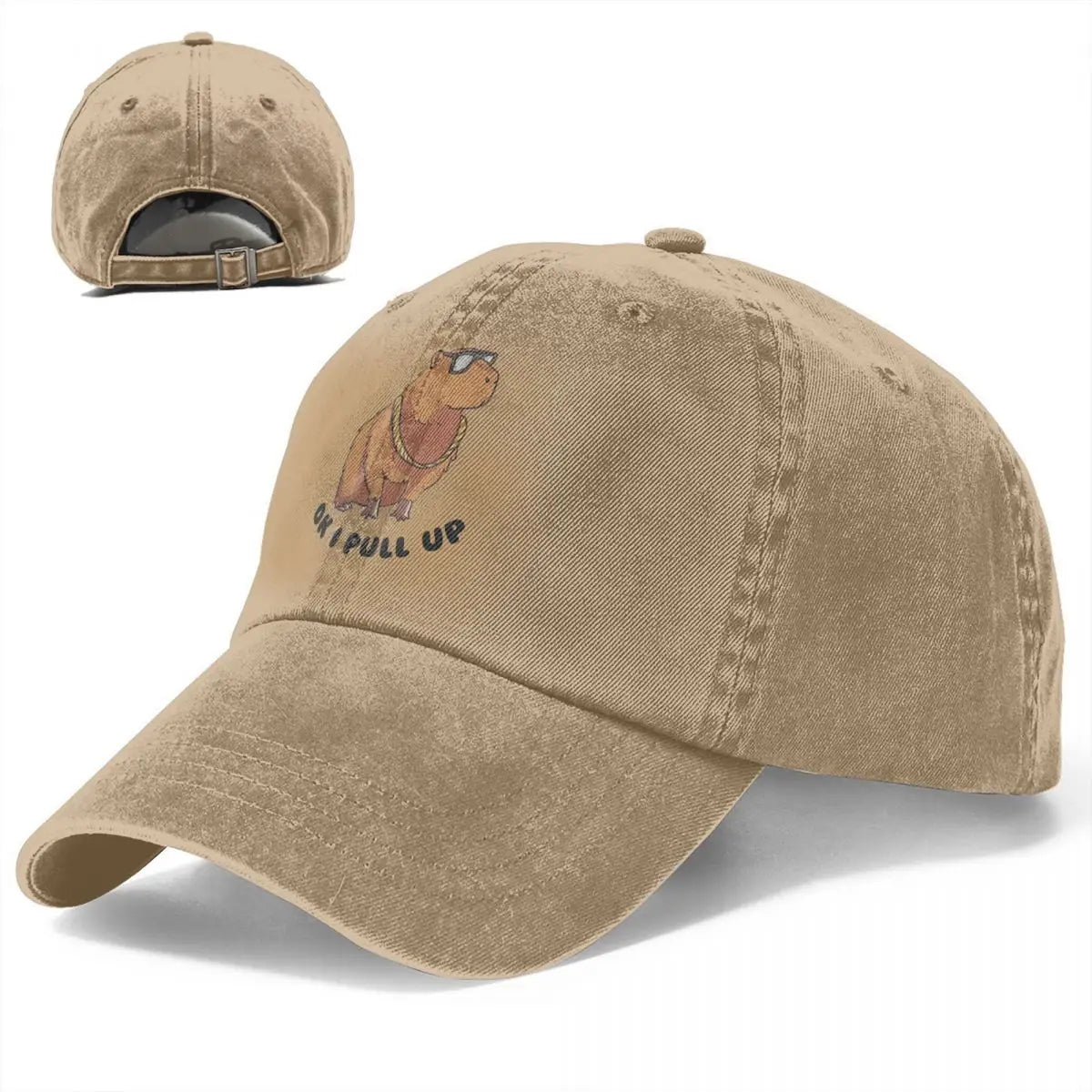 Kawaii Capybara Mænd Kvinder Baseballkasket Dyr Distressed Vasket Kasketter Hat Klassisk Udendørs Aktiviteter Snapback Hat