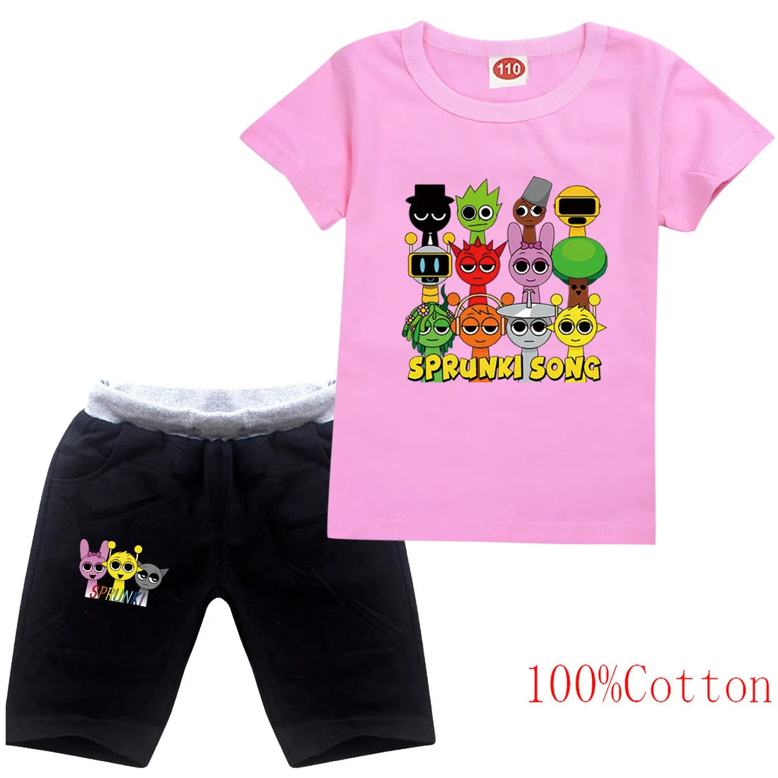 Sprunki Cartoon Clothes Sets New Summer Kids  Game Incredibox T-shirts Shorts Two-piece Set Baby Boys Tracksuit Girls Outfits