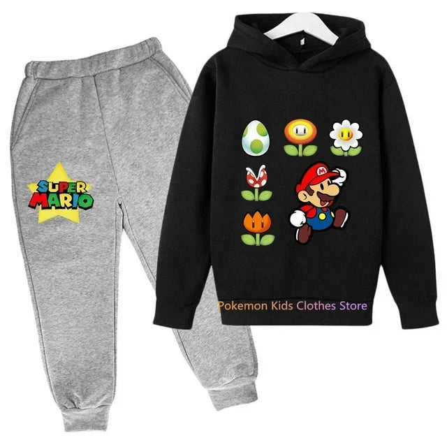 Super Mario Bros Boy Girl Hoodie Suit Cotton Kids Hooded Sportswear Set Boys Pokemon Clothes 2 5 6 7 8 9 10 11 12 13 12 Y