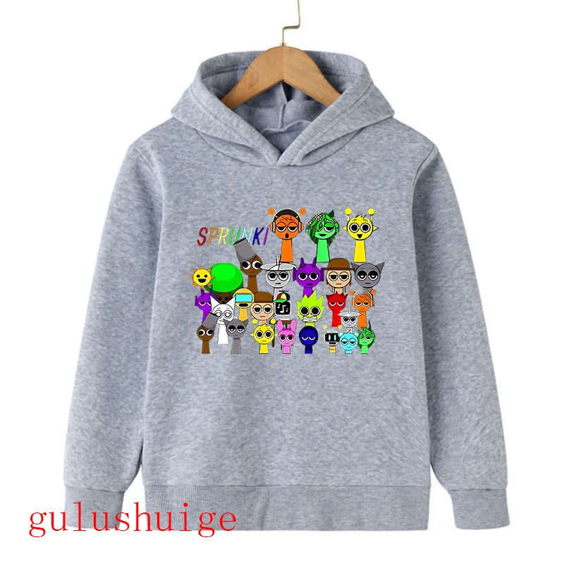 Sprunki Hoodie Fashion Kids Incredibox Hoodies Warm Sweatshirts Children's Winter Soft Clothing Cartoon Hoodie