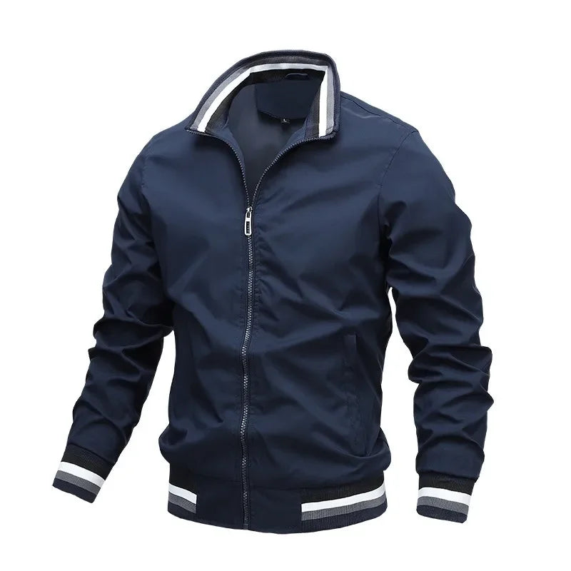 New Men's Stand Collar Zipper Jacket Casual Outdoor Waterproof Sweatwear Jogging Bomber Coat Windbreaker Jacket for Men