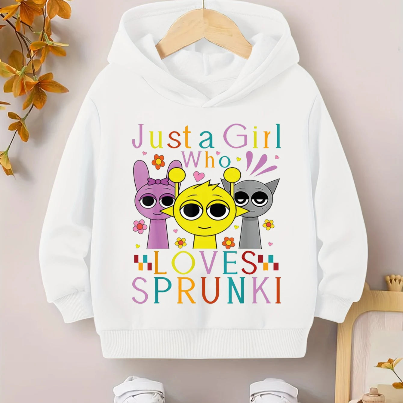 Just a Girl Who Loves Sprunki Graphic Girls Hoodies Incredibox Game Sweatshirt Children's Long Sleeve Tracksuits Boys Casual Top