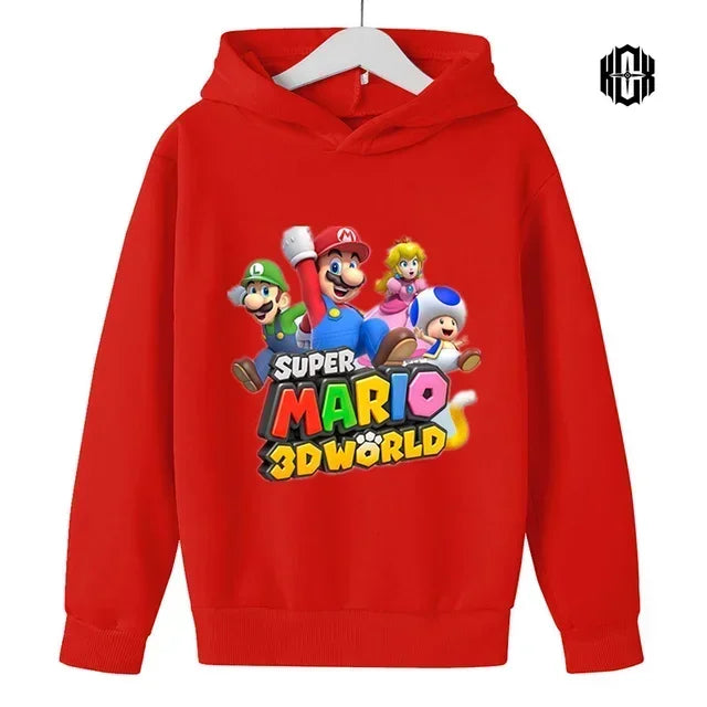 New Game Super Mario Bros Hoodies Kids Printed Sweatshirt Long Sleeve Clothes for Teens Boys Girls 3-12years Child Pullover