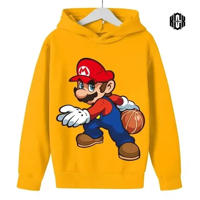 Autumn Cartoon Print Sports Children Hoodies Street Casual Fashion Sweatshirt 3-14 Years Kids Boy Girl Clothing Outdoor Pullover