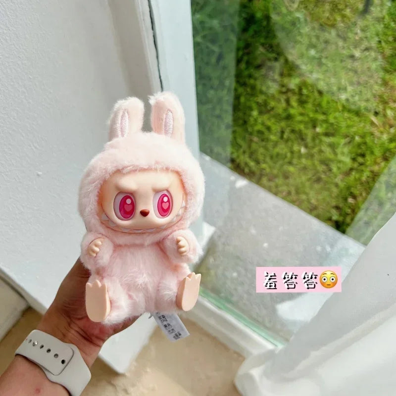 Anime Figure Labubu toy Have A Seat Series Pendant Flocking Model Toy Kawaii Monster Replica Keychain Toy Birthday Doll