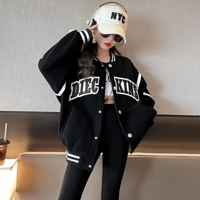 Women's Thin Jacket Autumn Collection Fashionable Cardigan Baseball Style Korean Children's Top