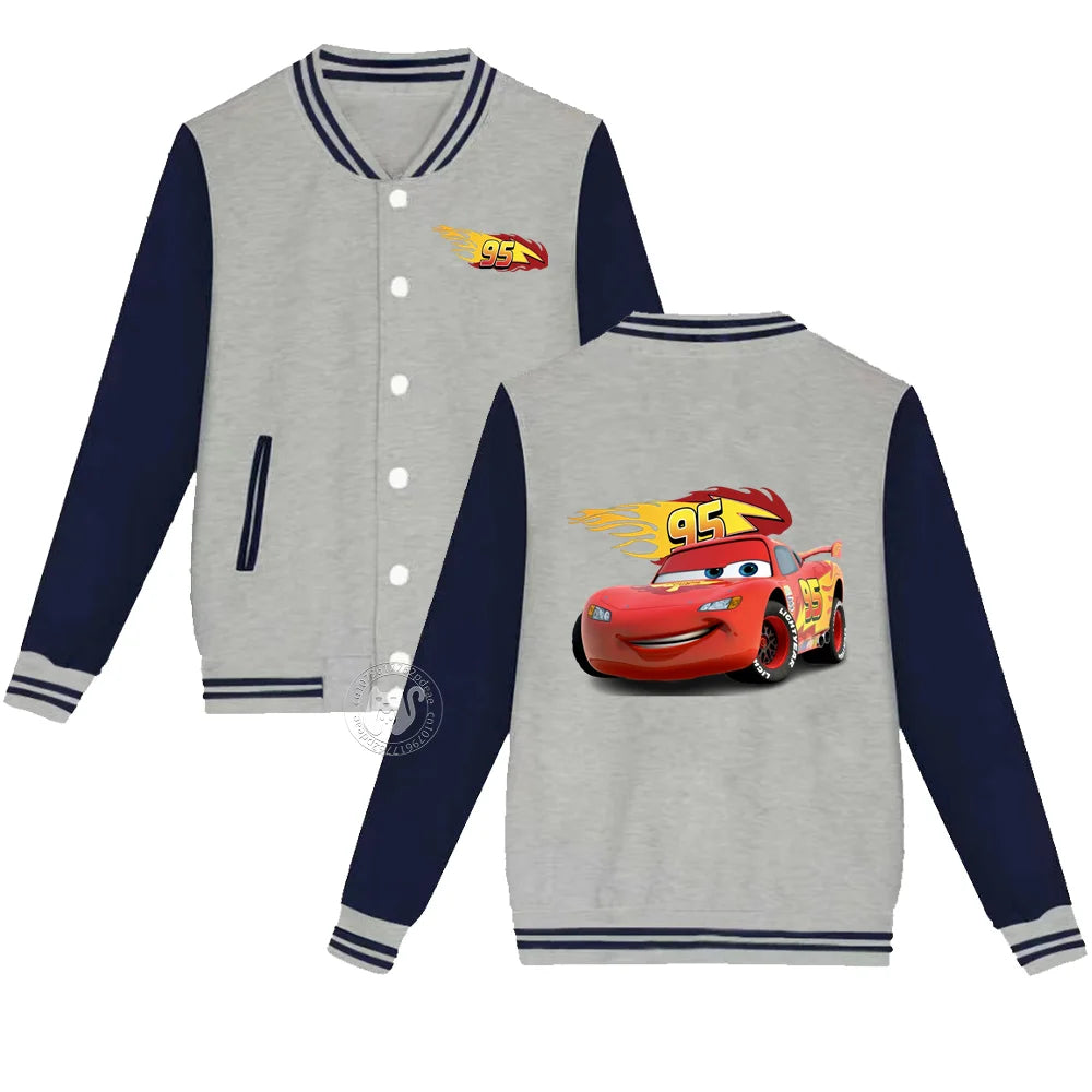 Kids 2-14 years old Fall/Winter Baseball uniform Flash McQueen 95 Racing Print Teen Girls Boys Outdoor padded warm coat