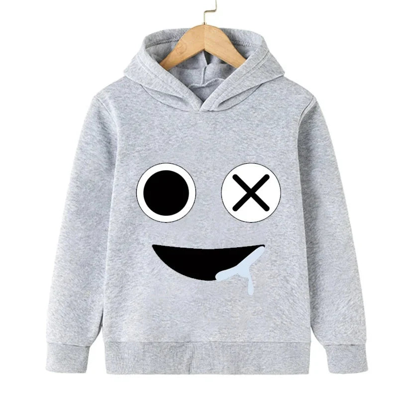 Efterår og vinter Rainbow Friends Hættetrøje Børn Drenge Tøj Børneoverdele Casual Cartoon Print Varme jakker Piger Lang Sle