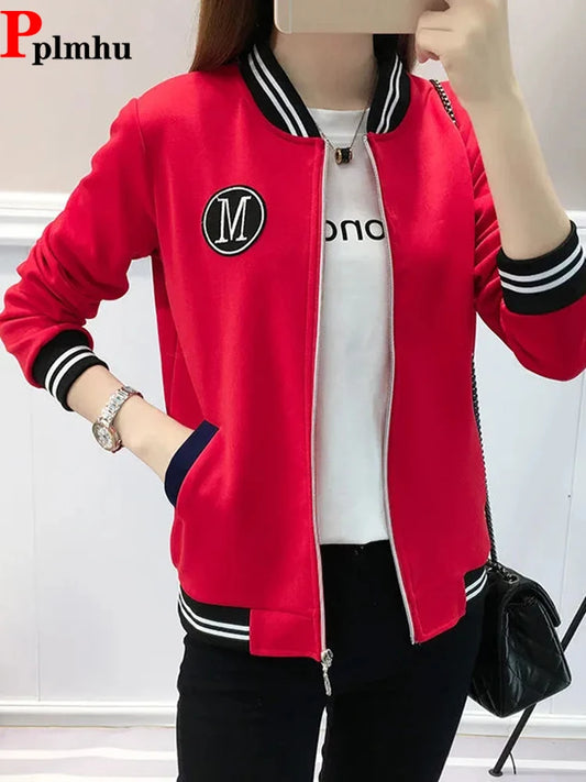 Oversized 5xl Baseball Jackets Spring Fall Women's New Coats Fashion Short Bomber Chaquetas Casual Zipper Slim Outerwear