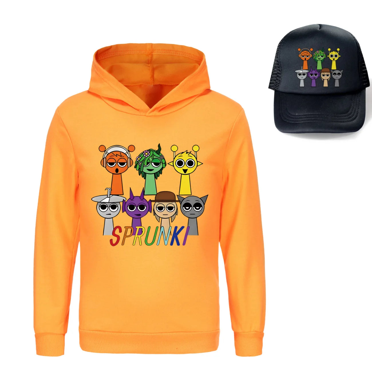 Sprunki Incredibox  Game  Tag Clothes Kids Hooded Sweater Shirt Hat Boys Cotton Girls Fashion Clothes Toddler Long Sleeve Tops