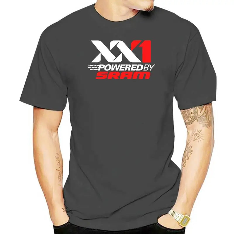 Fashion XX1 Poweredby Sram Mtb Bike Graphic T-shirt Men's Classic Black