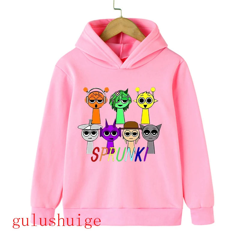 Sprunki Hoodie Fashion Kids Incredibox Hoodies Warm Sweatshirts Children's Winter Soft Clothing Cartoon Hoodie