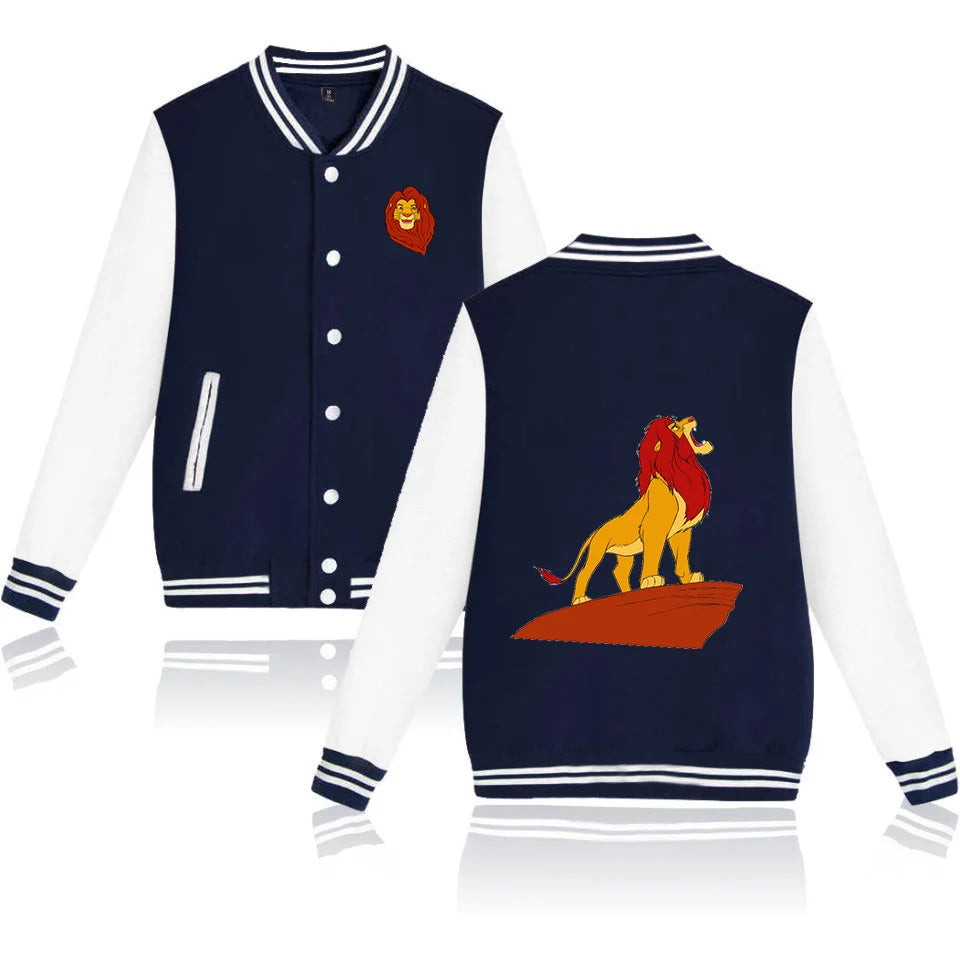 Disney The Lion King Simba Varsity Baseball Bomber Jacket Men Women Hip Hop Harajuku Jackets Kids Boys Girls Single Coats