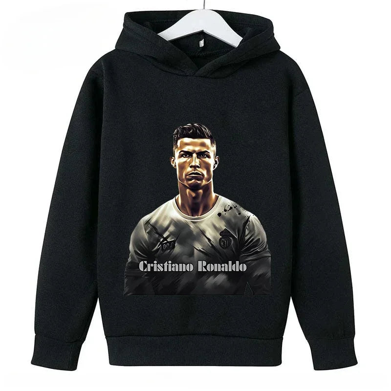 2024 New Children's Casual Hoodie Sports Sweatshirt for Boys and Girls Ronaldo Printed Blue 2-14 Years Spring Autumn Fashion Top