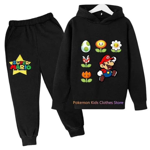 Super Mario Bros Boy Girl Hoodie Suit Cotton Kids Hooded Sportswear Set Boys Pokemon Clothes 2 5 6 7 8 9 10 11 12 13 12 Y