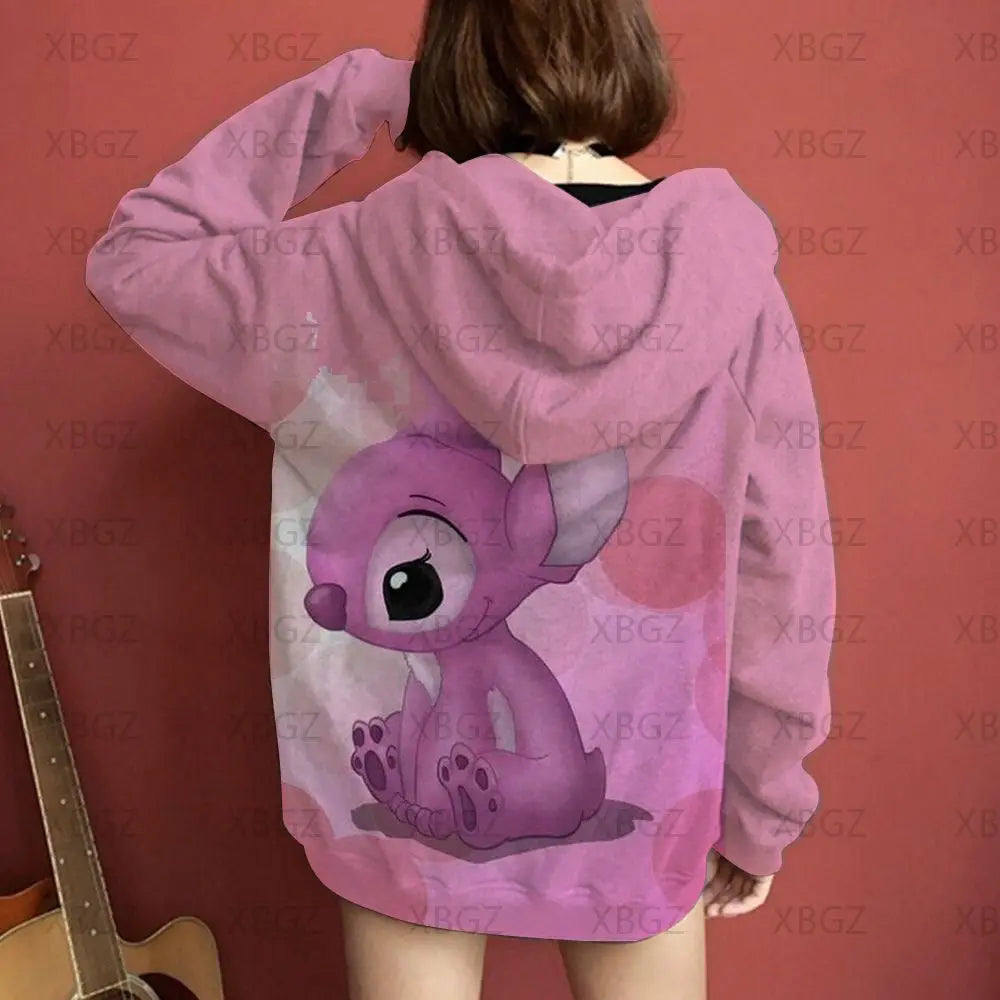 Disney Stitch Sweatshirt Woman 2024 Men's Sweatshirts Fashion Y2k Hoodie  Women's Couple Outfit Lovely Hoodies 3D Print Stitch