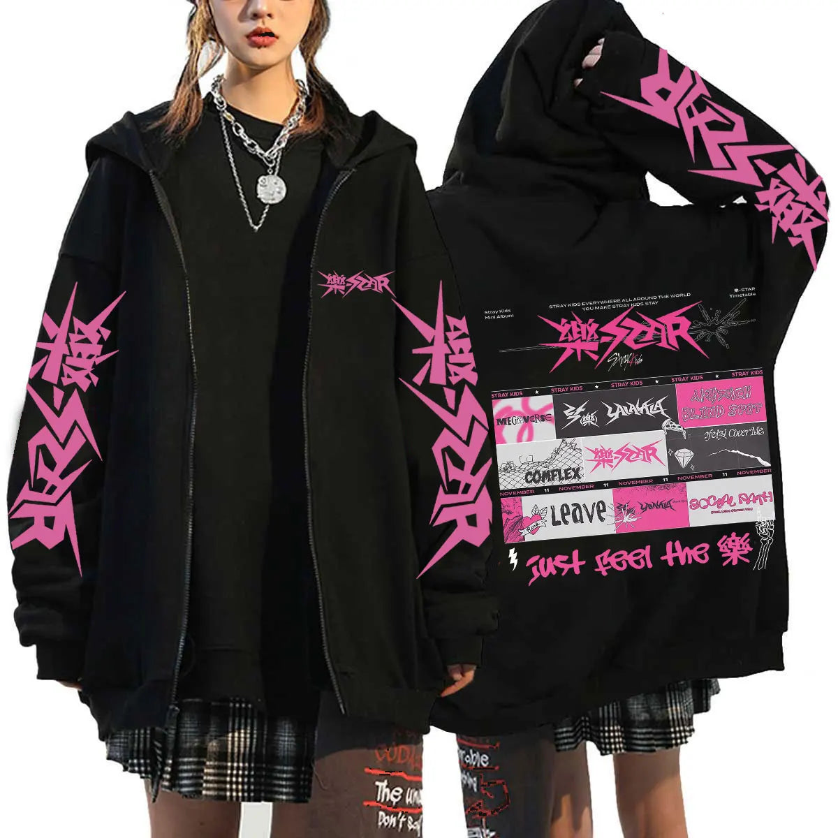 straykids Hoodie Men Long Sleeve Loose Jacket Coats Harajuku Casual Gothic Hooded Sweatshirt Y2K Streetwear