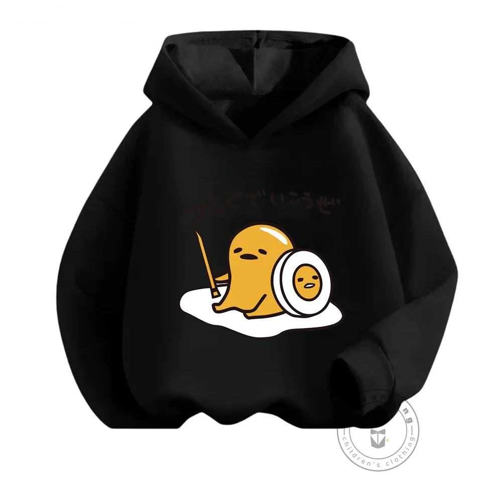 Kids Gudetama Hoodie Boys Girls Beautiful Clothes Sweatshirt Long Sleeve Sanrio Cartoon Print Top Pants Casual New Fall 2024