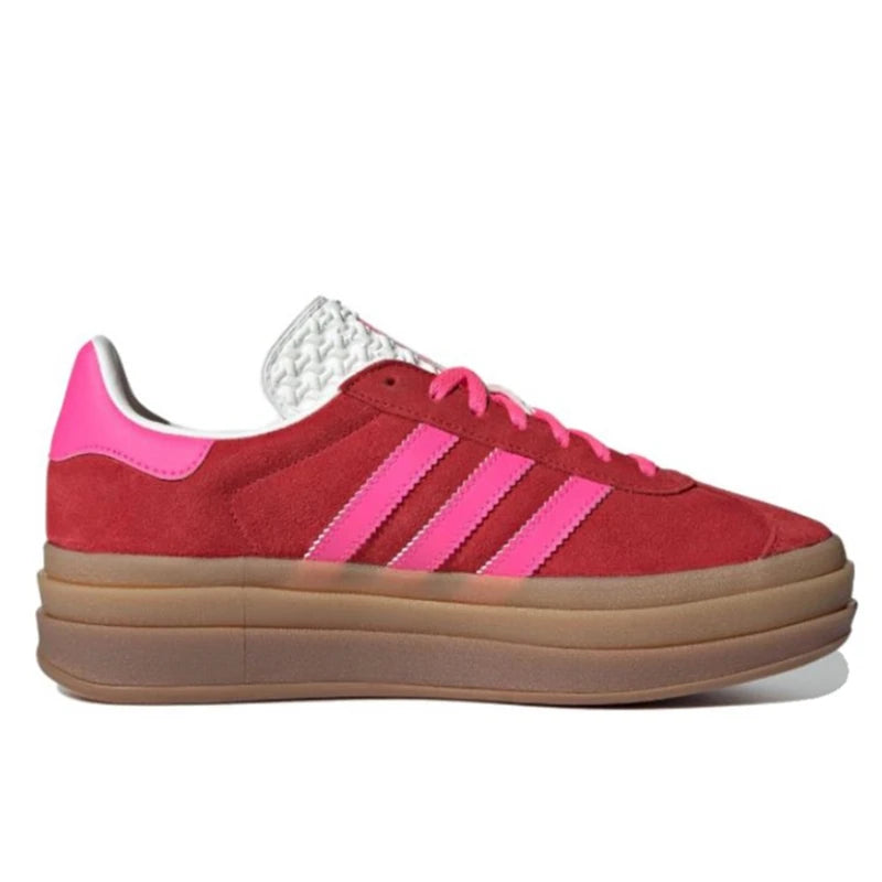 Adidas originals Gazelle Bold woman thick soled skateboard shoes pink red outdoor non-slip comfortable sneakers