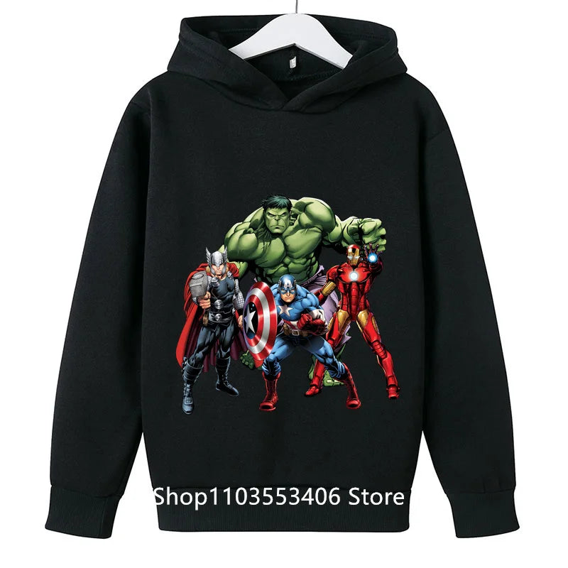 2024 Cartoon printed Hulk children's hoodie boys spring and autumn pullover boys cartoon top baby hoodie pure cotton