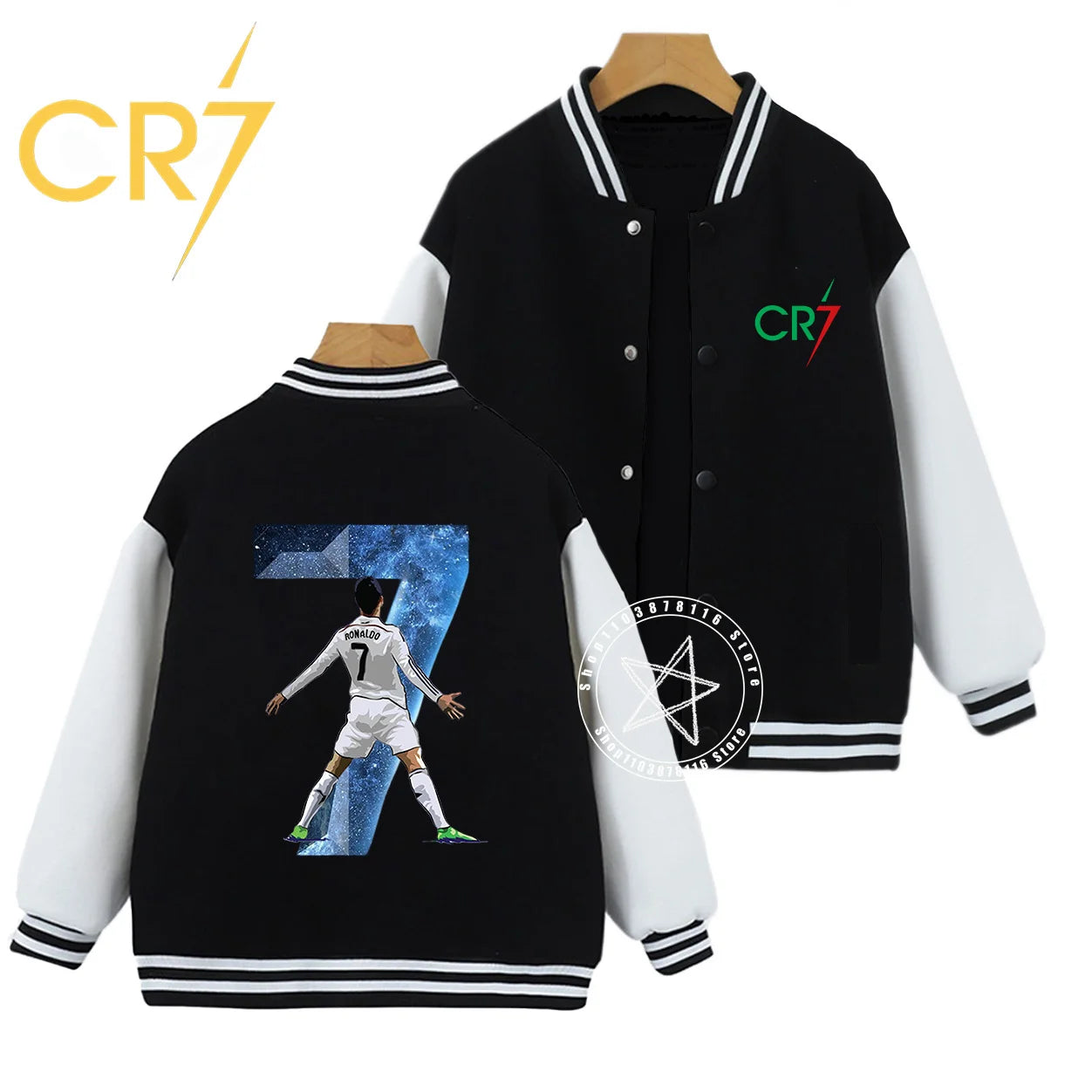 Autumn winter children handsome C Ronaldo personality print comfortable boys girls casual fashion kid thick baseball uniform