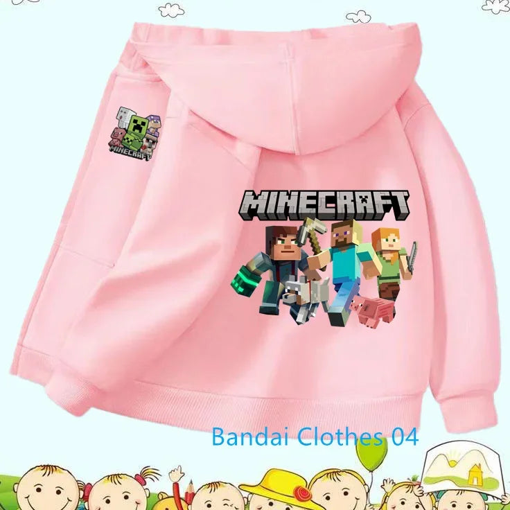 2025 Hot Game Minecraft Zipper Hoodie Girls Fashion Kids Clothes Boys Trucksuit Sweatshirt Long Sleeve Children Casual Tops