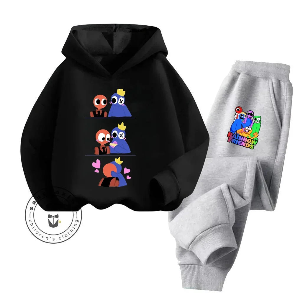 2024 Stylish and Cozy Cartoon Rainbow Friends Long Sleeve Stand Out Design Suitable for Children 3-14 Years Old New Hoodie Set