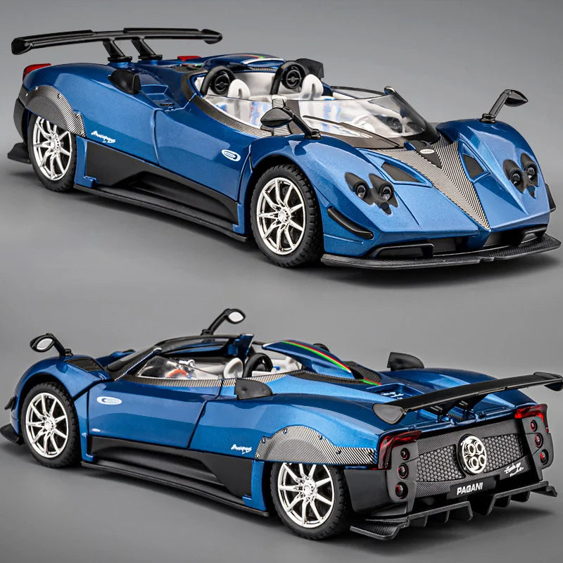 1:24 Pagani Zonda HP Barchetta Supercar Alloy Car Model Sound and Light Pull Back Children's Toy Collectibles Birthday gift