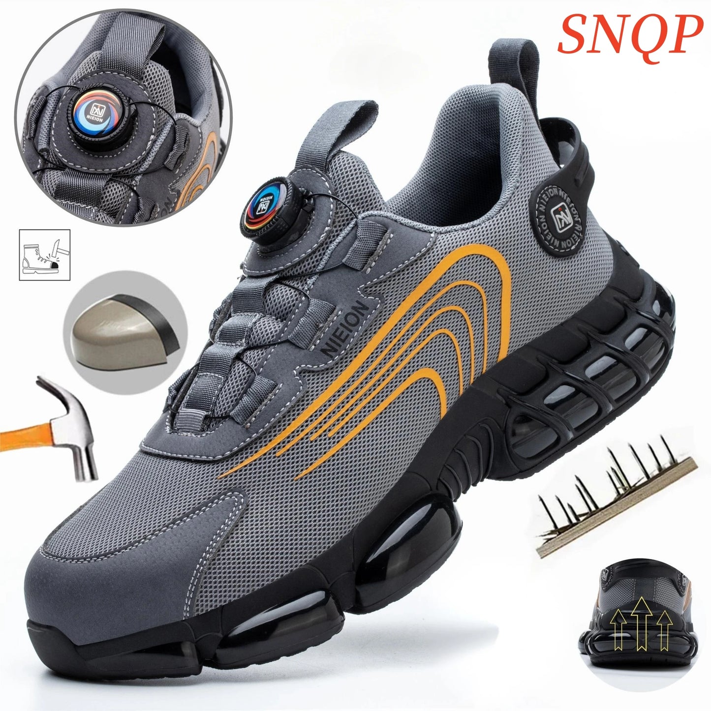 Rotating Buttons Work Safety Shoes Work Sneakers Men Protective Shoes Puncture-Proof Indestructible Shoes Security Boots