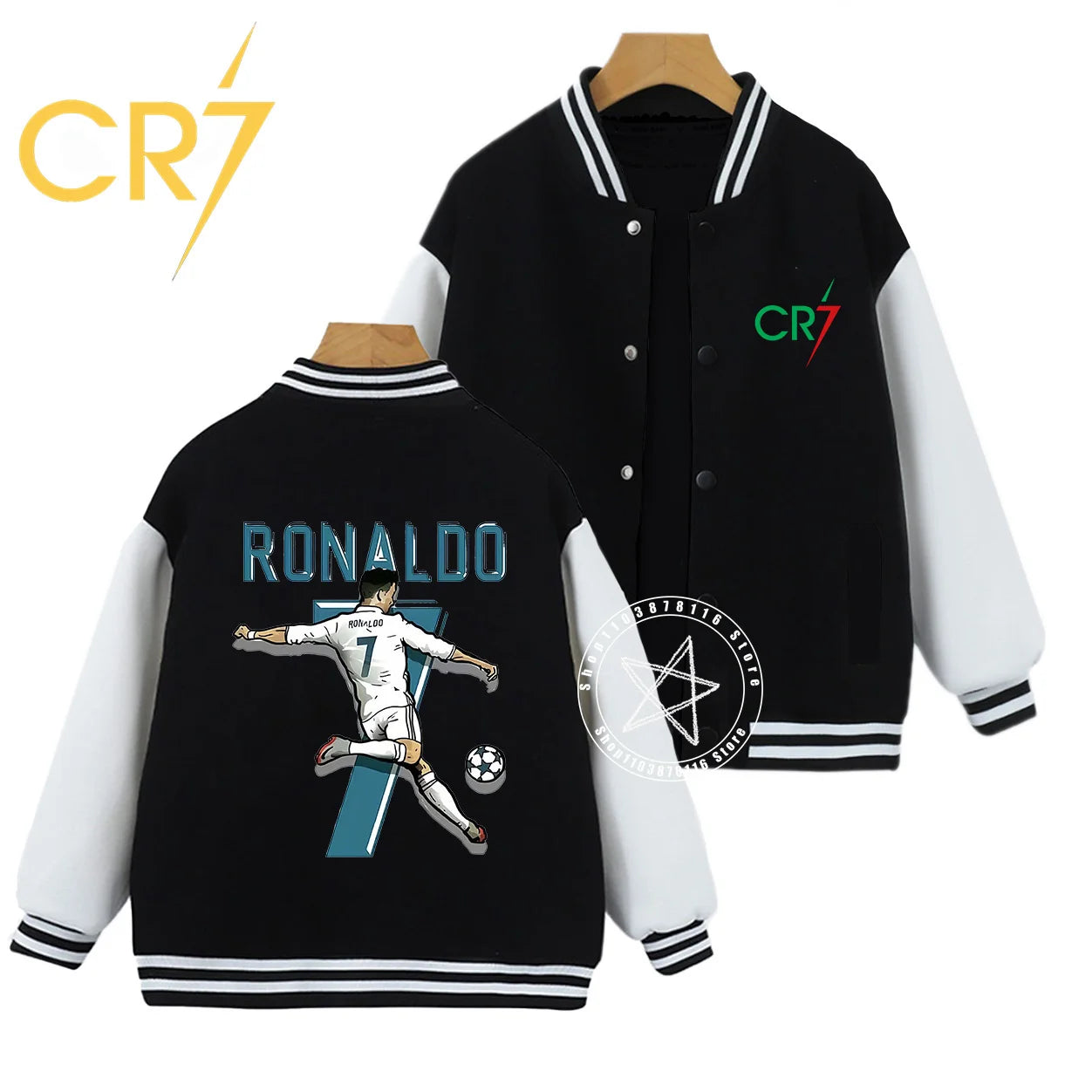 Autumn winter children handsome C Ronaldo personality print comfortable boys girls casual fashion kid thick baseball uniform