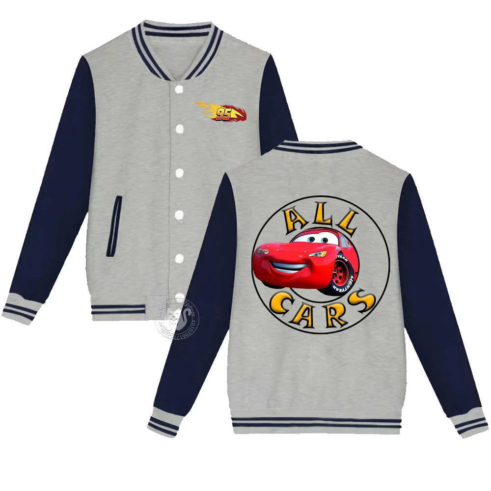 Kids 2-14 years old Fall/Winter Baseball uniform Flash McQueen 95 Racing Print Teen Girls Boys Outdoor padded warm coat