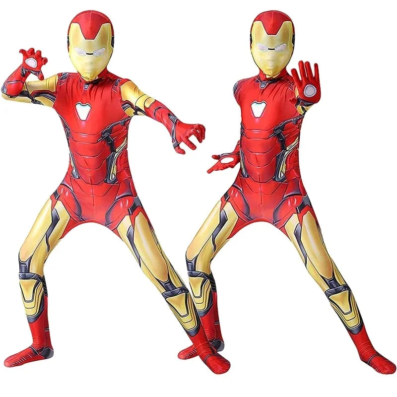 Kids Adult Iron Man Cosplay Costume Bodysuit Jumpsuit The Avengers Superhero Spiderman Halloween Carnival Party Cosplay Costume