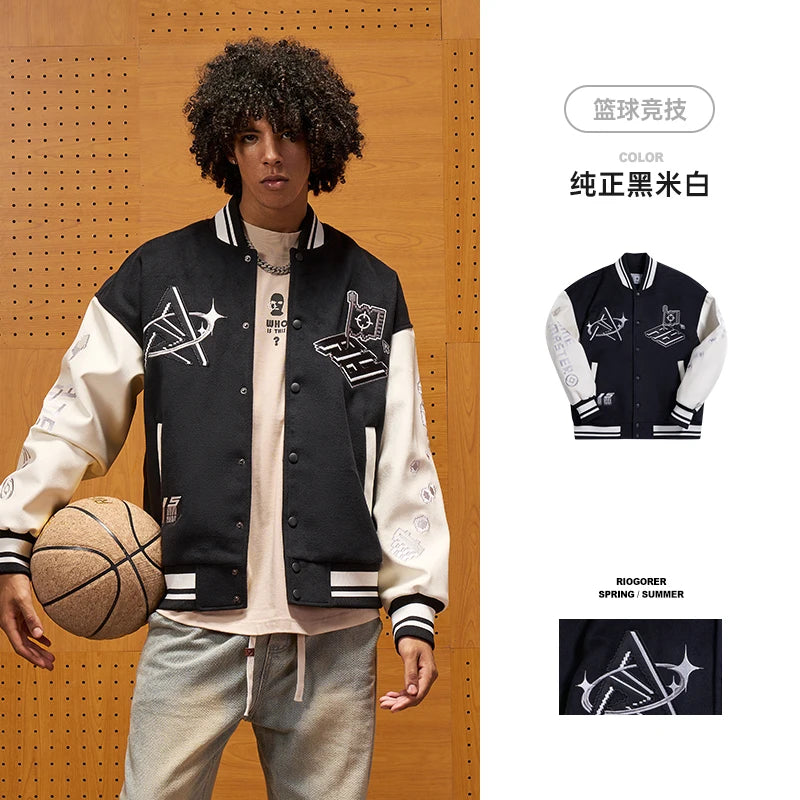 RIGORER Austin Reaves Double Layers Baseball Jacket Men Winter New Sports Top Fleece lined Cardigan Baseball Street Jacket Coat