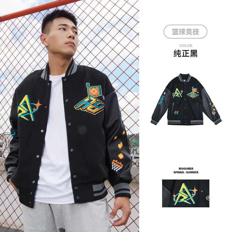 RIGORER Austin Reaves Double Layers Baseball Jacket Men Winter New Sports Top Fleece lined Cardigan Baseball Street Jacket Coat