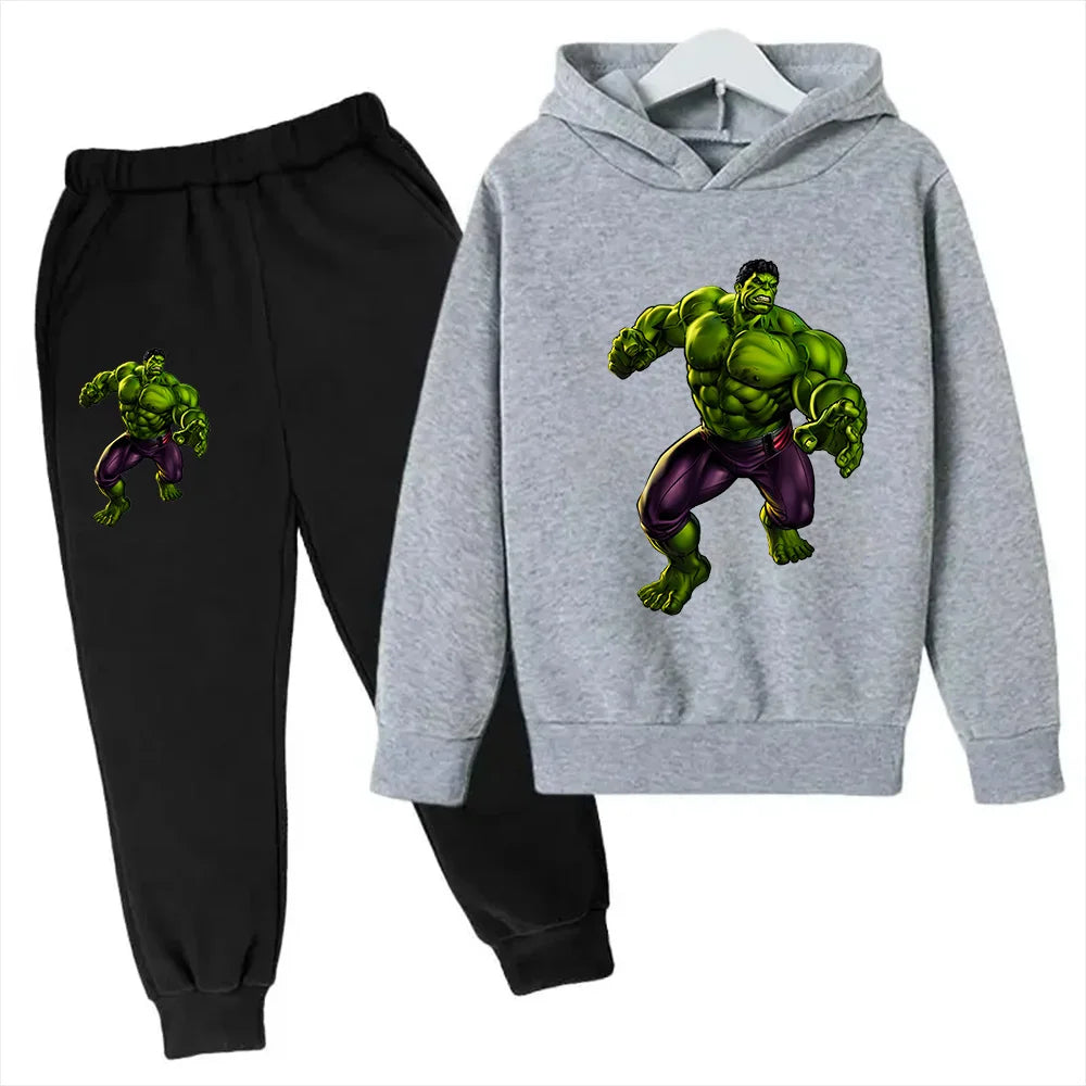 Kids Cartoon Green Giant Super Hero Superstar Boys Girls Spring/Autumn Clothing Children's Fashion Hoodie Pants Set 2-14 Years