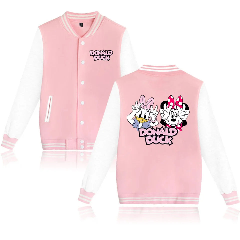 Donald Duck Bomber Jacket Women Men Autumn Baseball Jacket Coat Cartoon Kid Streetwear Harajuku Bomber College Jacket