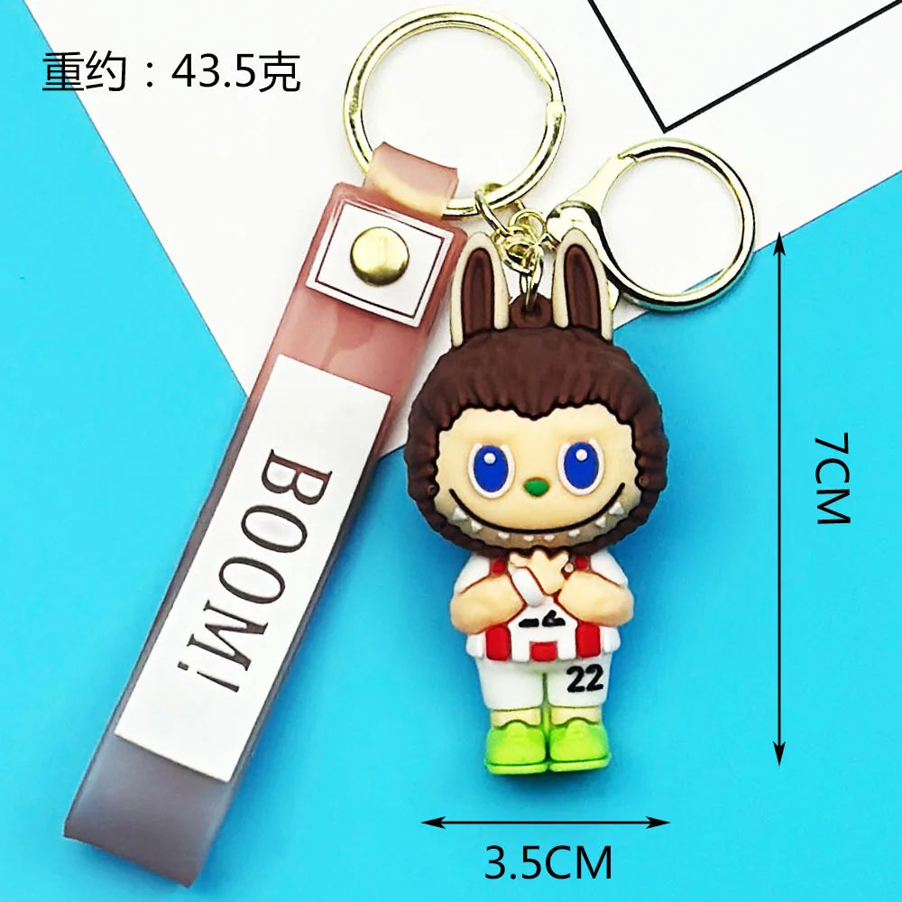 MINISO New Cute Cartoon Labubu Little Sheep Football Set Doll Keychain Couple Backpack Pendant Toy Small Gift Car Key Decoration