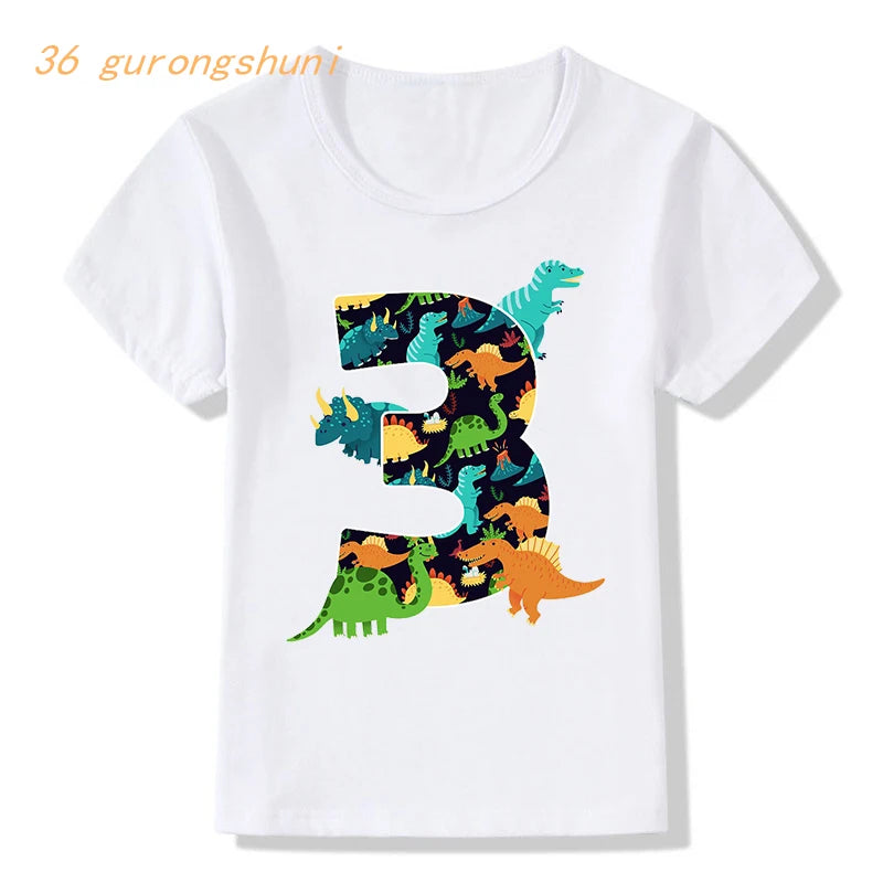 Happy birthday 2 3 4 5 years kids t-shirt cartoon dinosaur